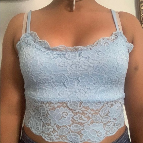 Turquoise flower crop top - Picture 1 of 4